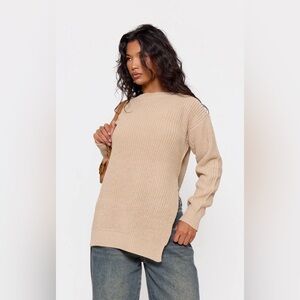 PrettyLittleThing Tan Crewneck Sweater